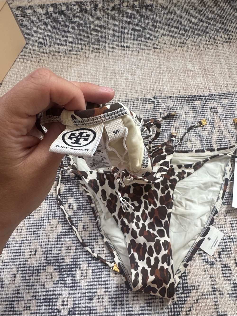 Tory Burch Brown and White Reva Leopard-Print Triangle Bikini Set Small - Picture 5 of 5